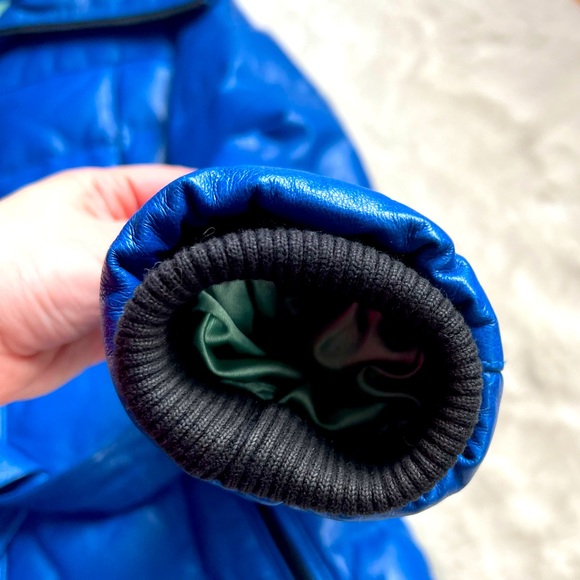 Danier Blue Leather Puffer Jacket - Picture 5 of 7